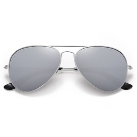 MEETSUN Aviator Sunglasses for Men Women Driving Polarized UV400 Protection Metal Frame(Silver-Silver)