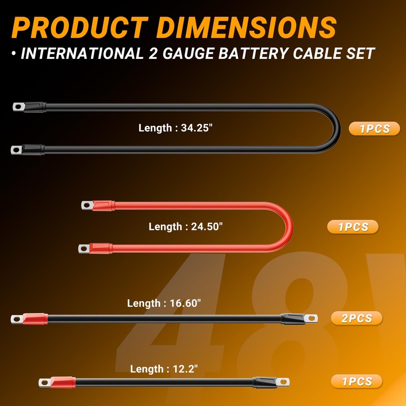 CLUBRALLY Golf Cart Battery Cables Power Wiring Kit, 2 Gauge