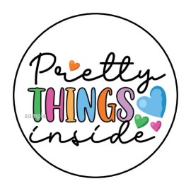 PartyMommy 30 PRETTY THINGS INSIDE ENVELOPE SEALS LABELS STICKERS 1.5" ROUND HEARTS