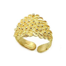 Sardinian Faith Ring in Gold Plated 925 Sterling Silver Adjustable, Argento 925 Placcato Oro