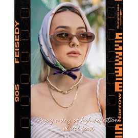 FEISEDY Women Retro Oval Sunglasses Men 90s Small with Thin Face Narrow Style UV400 B0237 Jelly Tea