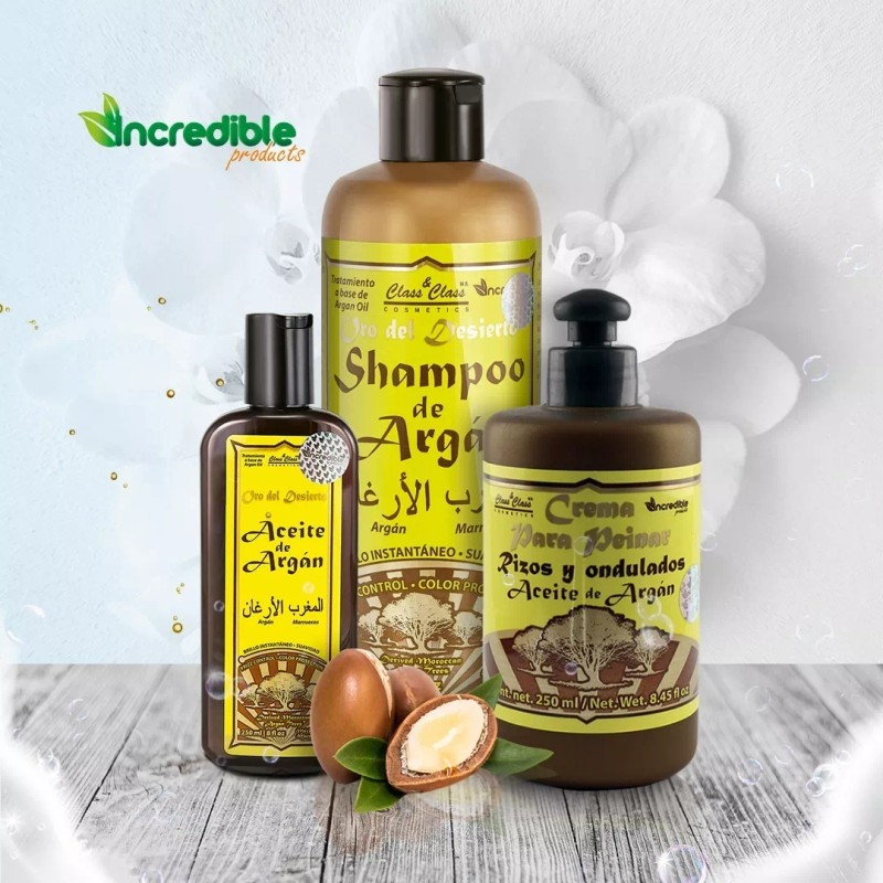 Incredible Kit Crecimiento Cuidado Cabello Shampoo Crema Aceite Argan