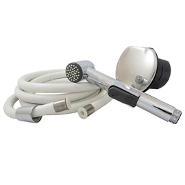 Manufacturers' Select ITC Stainless Steel Transom Shower - Marine Wash Down Shower with 8' Nylon Hose and Chromed Plastic Sprayer 97014DSSNH (8' Nylon Hose, Chrome Plastic Sprayer) (X00298JW9H)