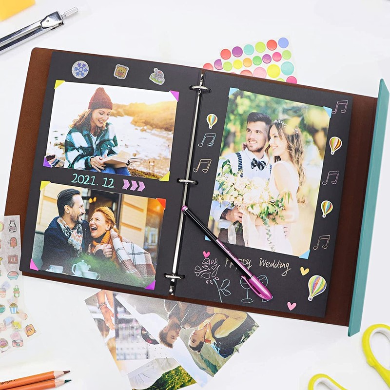 ZEEYUAN Photo Album DIY Vintage Photo Book for Gluing Black