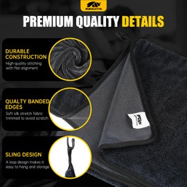 MIKKUPPA 800GSM Microfiber Towels for Cars – Super Absorbent, Thick Plush Cleaning Cloth for Rapid Drying, Lint-Free, Streak-Free Detailing Cloth Twist Pile Car Towel, Gray (20 x 24 inches 1 Pack)
