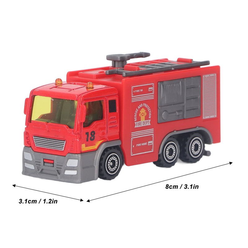 4Pcs 1: 32 Fire Truck Toy Set High Simulation Pull
