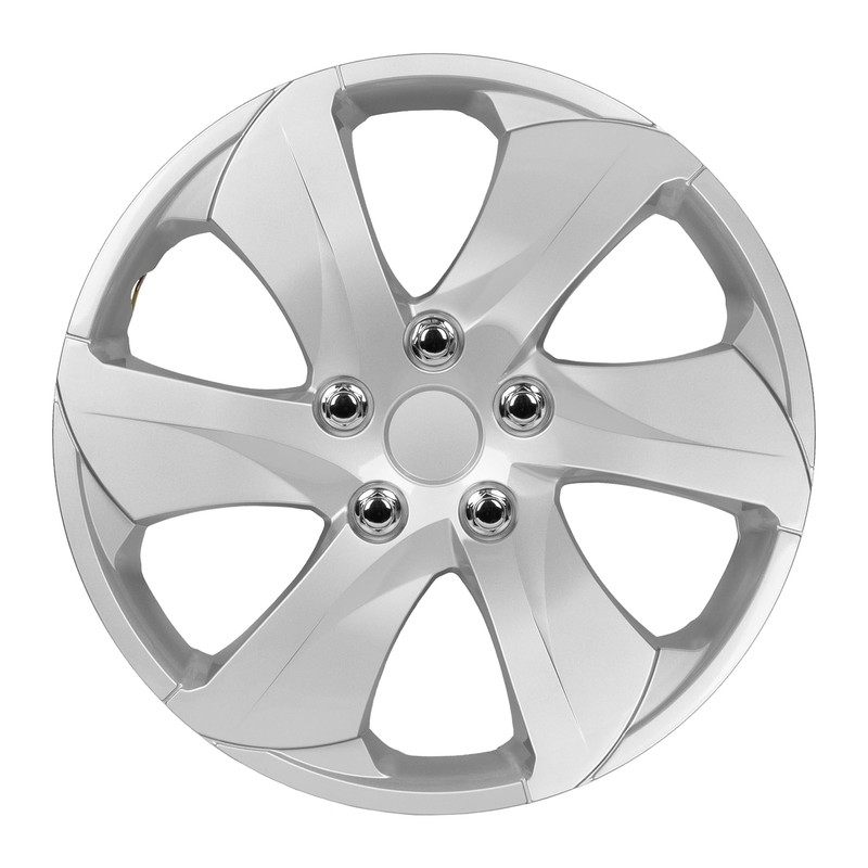 BDK (4-Pack) Premium Black/Silver Hubcaps 16" Wheel Rim Cover Hub