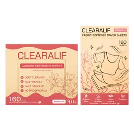 CLEARALIF All in One Laundry Detergent Sheets Kit, Magnolia Scent, 160 Loads Laundry Sheets + 160 Drying Sheets, Laundry Set Great for Travel, Softener Sheets Eco Package Friendly & Hypoallergenic