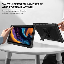 Doemoil for YQSAVIOR Tab CP10 10.1" Case/Coopers Tab CP10 10.1 inch Case Built in Shoulder Strap & Kickstand Soft Silicone Hard Back Kids Friendly Case Cover for YQSAVIOR Model CP10 (Black)