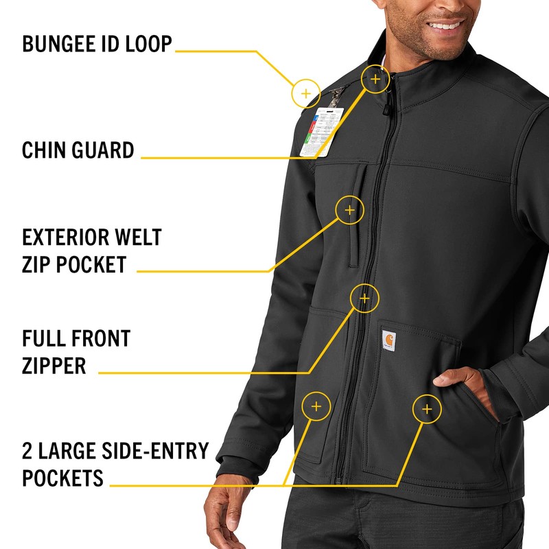 Carhartt Rugged Flex Scrubs for Men, Bonded Fleece Jacket