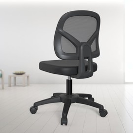 Mesh Rolling Armless Office Computer Desk Chair Without Armrests Adjustable Height for Home Adult Study Work