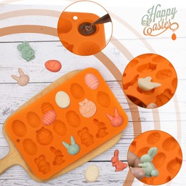Webake Silicone Molds - 18-Cavity Easter Basket, Egg & Bunny Shaped for Candy, Fondant, Pudding, Jelly, Soap & Cupcake Decorations (Pack of 2)