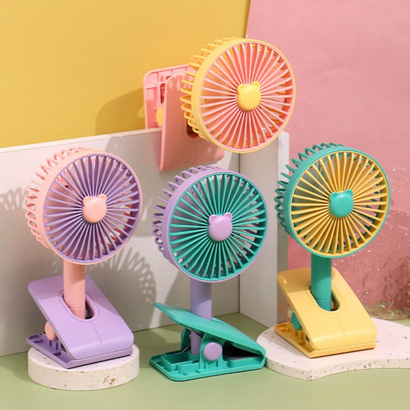 Mini Clip On Fan ABS Foldable USB Rechargeable Noiseless Small