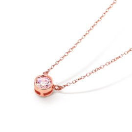 Gift from New York Women's Necklace, Bezel, Single Grain Pink Gold Processing, Brand, Hypoallergenic Metal, Gift, Sterling Silver, Created Diamond