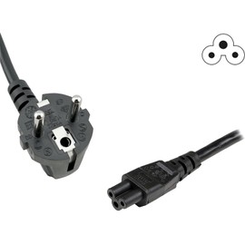 CHLOLMY 1.5M PC 3 Pin CEE7 Schuko to IEC 320 C5 3 Pin Clover Lead 10A-16A 250V Power Cable for Laptop Scanner Printer