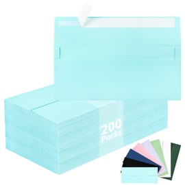 200 Pcs #10 Business Envelopes, Self Seal Standard Envelopes, Windowless Business Mailing Envelopes for Office, Checks, Letters, Invoices, Statements, Wedding, Size 4-1/8 x 9-1/2 inch (Light Blue)