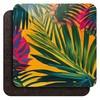 Tropical Leaf Coaster Set, Exotic Floral Art 9cm Glossy Wood