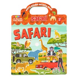 JOYIN Puffy Sticker Book, Reusable Sticker Activity Books for Kids, Travel Toys for Airplane, Cute Restickable Stickers, Crafts Gifts - Safari Animals