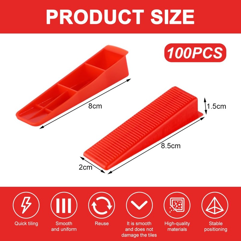 Lvjkes 100 Pieces Tile Wedges, Plastic Tile Levelling System for