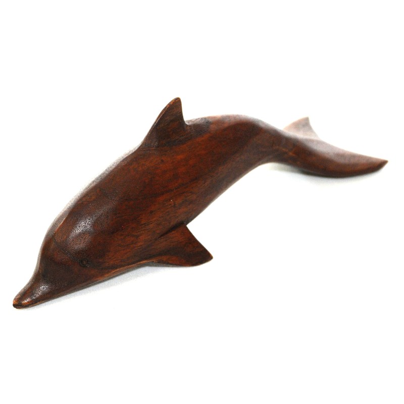 8" Hand Carved Wood Hawaiian Dolphin Figurine