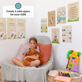 ODOXIA Calm Down Corner | Classroom and Special Education | Pets Themed Sensory Calming Corner Kit with Plush Lap Animal, Sensory mats, Posters, Solutions Wall, Sensory Toys, Fidget Tools for Kids