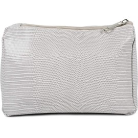 styleBREAKER Ladies Beauty Bag Crocodile Leather Look Surface, Cosmetic Bag, Make up Bag, Bags Organizer 02013018, Color:Light-Grey