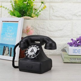 Antique Phone Prop Retro Rotary Corded Old Fashion Landline Telephone Home Desk Decor Vintage Landline Telephone Home Ornament Photograph Props Prop Rotary Corded Old Fashion for Cafe Bar Figurine Wi