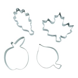 BekkiB - Set of 4 cookie cutters maple, oak, linden, apple - cookie cutter made of stainless steel, dishwasher-safe - 880404