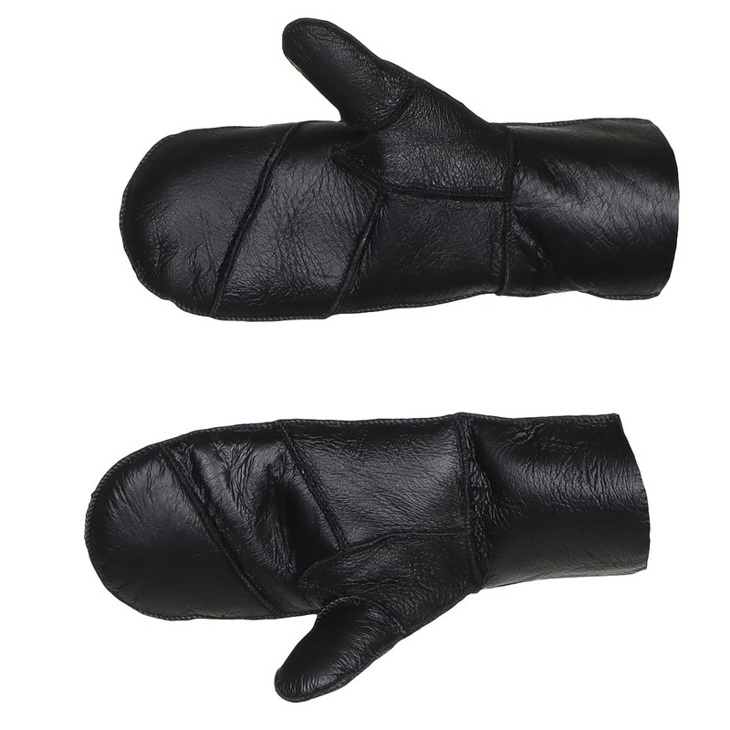 Harrys-Collection Women's Patchwork Lambskin Mittens, black