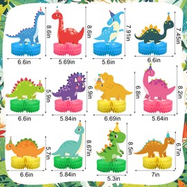 12 Pcs Dinosaur Honeycomb Centerpieces Dinosaur Birthday Party Decorations Dinosaurs Theme Party Table Centerpieces Dino Honeycomb Table Decoration for Girls Boys Birthday Baby Shower Decor