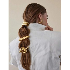 Women's Elegant Metal Geometric Design Hair Ties, Hairstyles Ideas for Girls, Exquisite Trendy Hair Ties, Fashionable Hair Accessories for Women