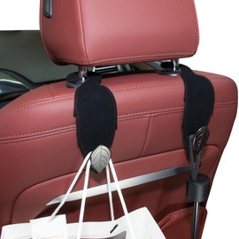 KAFUX Car Headrest Hooks for Purses & Bags - Leaf Flexible Leather Hooks, Cute Back Seat Organizer, Ideal Car Accessories for Women & Men, Must-have for Car Storage & Organization (Black-1Pack)