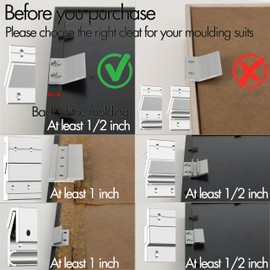 French Cleat Picture & Mirror Hanger 12" - Mirror Hanging Brackets Hardware Kit - Aluminum Wall Mounting Cleat Hanger for Art, Frame, Canvas - Aluminum Z Bar Clip Hanger - 60 lbs 1 Pack