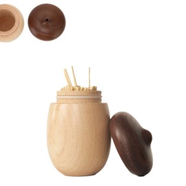 Toothpick Holder Dispenser, Cute Wooden Toothpick Holder Pocket Acorn Shaped Toothpick Holders Decorative Rounded Structure 8cm Height Toothpick Dispenser