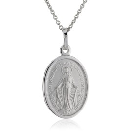 XAANA AMZ0317 Mila Pink Miraculous Madonna Pendant with Chain of 42-45cm 925 Sterling Silver, Sterling Silver