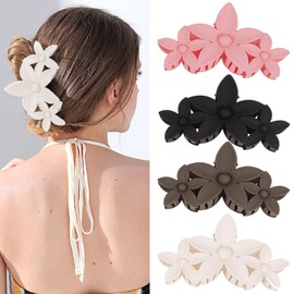Ondder Flower Hair Clips 4.5 Inch Claw Clips for Women Flower Claw Clips for Thick Hair Cute Flower Hair Clip Large Hair Claw Clip Non Slip Strong Hold Jaw Hair Clips Hair Accessories for Women Girls