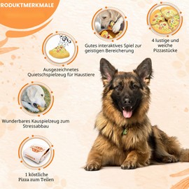 Kenuak Pizza - Indestructible Interactive Dog Toy for Large Dogs, Intelligence Toy with Squeaker