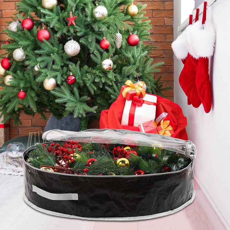 Aliceset 4 Pack Christmas Wreath Storage Containers, Ornament Garland Storage