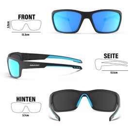Polarized Sunglasses for Men Women Sports Sunglasses Lightweight TR90 Frame Cycling Glasses for Fishing Driving Running Hiking Black and Ice Blue, Black and Ice Blue