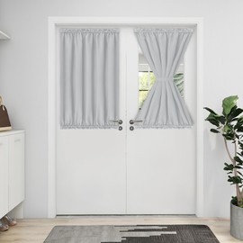 Easy-Going Blackout Door Curtains, Rod Pocket Privacy Light Filtering Sidelight Curtains French Door Curtains with Tieback, 1 Panel, 25x40 inch, Greyish White
