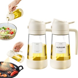 PARACITY 2 in 1 Oil Dipenser Bottle with Silicone Bottom (White-2PCS)