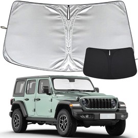 for Jeep Wrangler 2018-2024 Windshield Sunshade, Custom Fit for 2020-2024 Gladiator, Car Front Window Sun Shades, Foldable Sun Visor Protector Accessories, Keeps Car Cooler