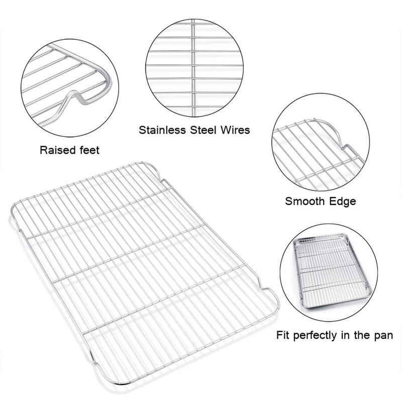 TeamFar Baking Sheet with Cooling Rack, Stainless Steel Half Size