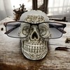 Top Brass Skull Eyeglasses Holder – 4” Tall Gothic Skull-Shaped