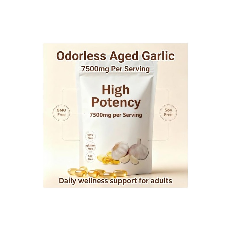 nuvapureAged Garlic Extract Odorless –200 Softgels | Organic, Non-GMO, Gluten-Free