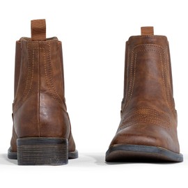 J's.o.l.e Cowboy Boots for Men Western Square Toe Ankle Chelsea Boots Brown US 10