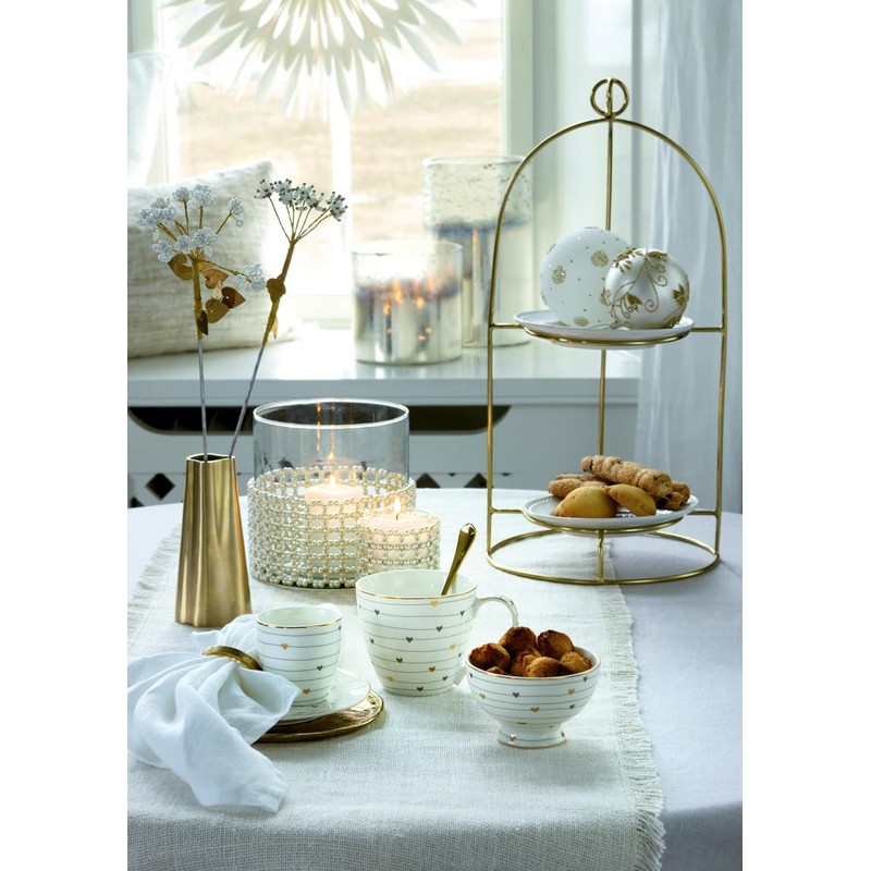 GreenGate Small Grace Plate White with Hearts in Red and