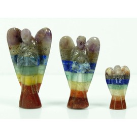 REIKIERA Hand Carved 7 Chakra Multi Stone Angel Pocket Crystal Guardian Reiki Healing Figurines Statue With Gift Box