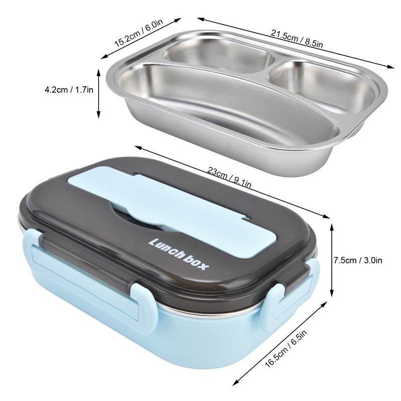 1L Bento Box 304 Stainless Steel Compartment Leak Proof Portable