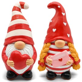 Uniboho Valentines Day Decorations 2pcs Valentines Day Gnomes Resin with Heart and Envelope for Valentines Day Decor Holiday Present Ornaments Sweet Valentines Day Gifts for Him Her